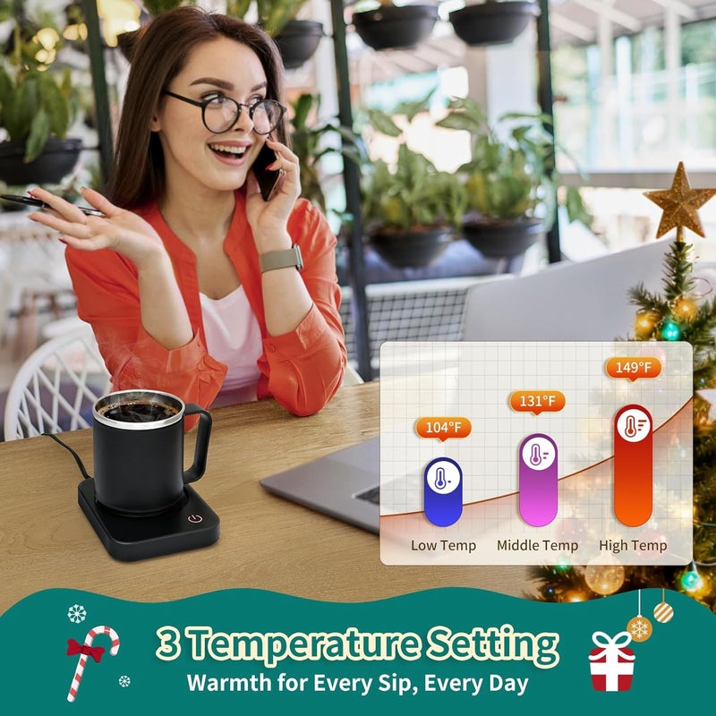 Vobaga Coffee Mug Warmer for Desk with Auto Shut Off & 3-Temp Settings, Coffee Cup Warmer with Smart Safety Alert Home Office Accessory, Perfect for Coffee, Tea, Milk - Image 3
